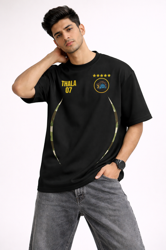 Captain 07 Oversized Tee – 220 GSM Premium Cotton (Black)