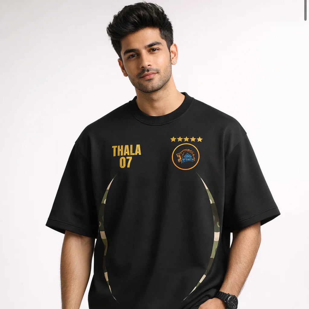 Captain 07 Oversized Tee – 240 GSM Premium Cotton (Black)