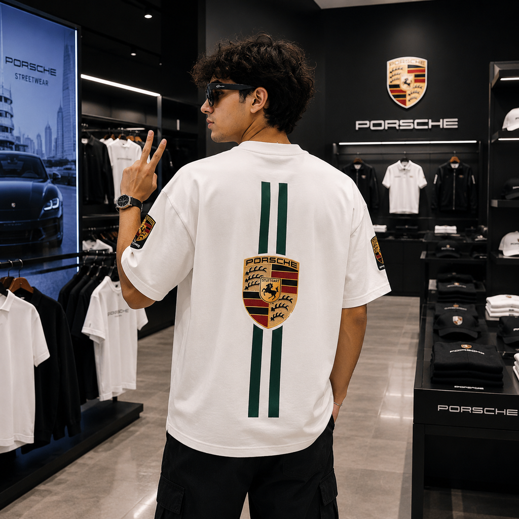 911 Heritage Crest Oversized Tee – White