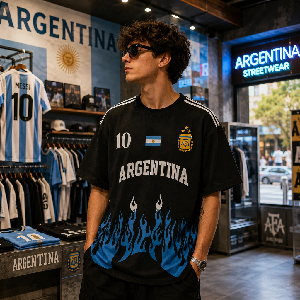 Argentina Blue Flame Oversized T-Shirt