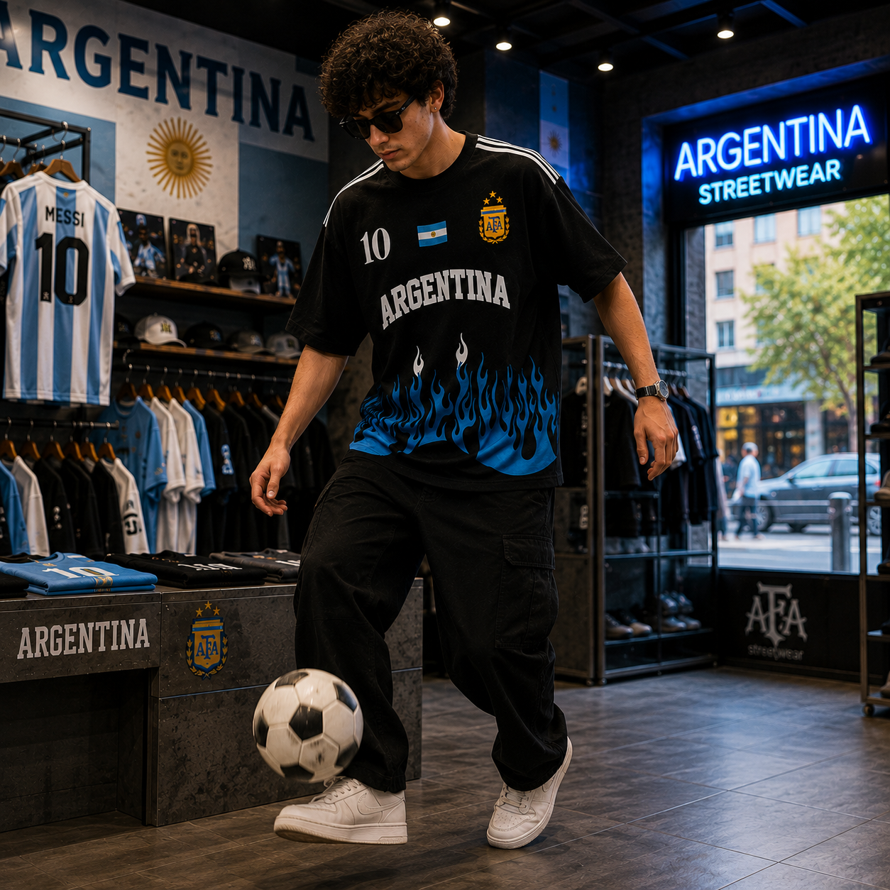 Argentina Blue Flame Oversized T-Shirt