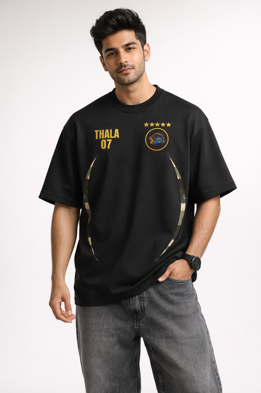 Captain 07 Oversized Tee – 220 GSM Premium Cotton (Black)