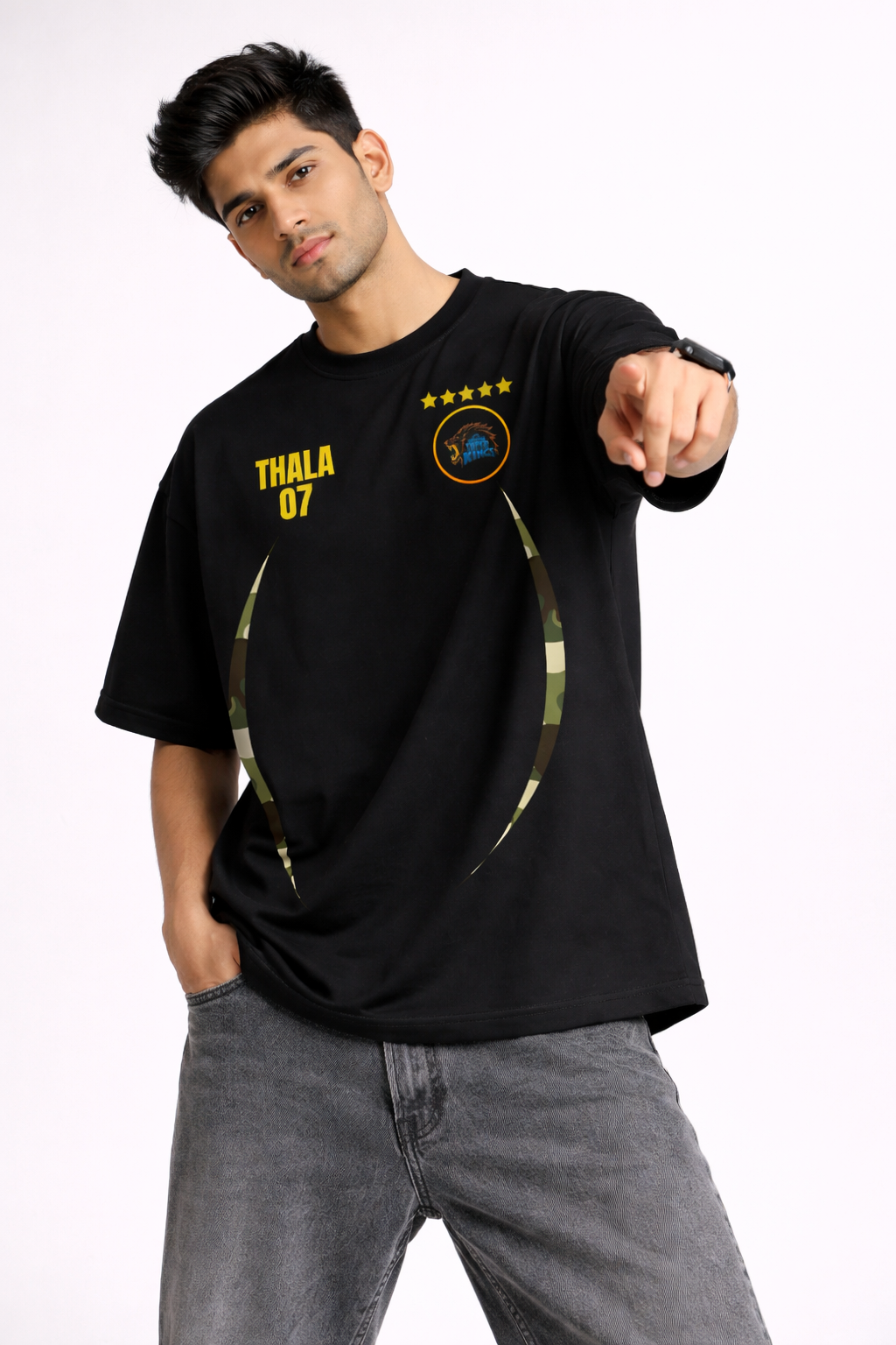 Captain 07 Oversized Tee – 240 GSM Premium Cotton (Black)