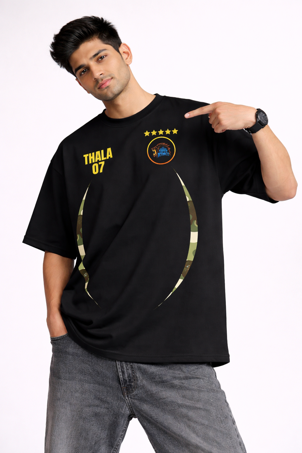 Captain 07 Oversized Tee – 240 GSM Premium Cotton (Black)