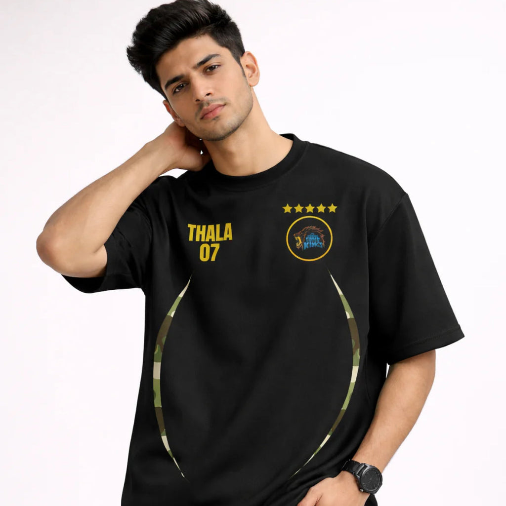 Captain 07 Oversized Tee – 240 GSM Premium Cotton (Black)