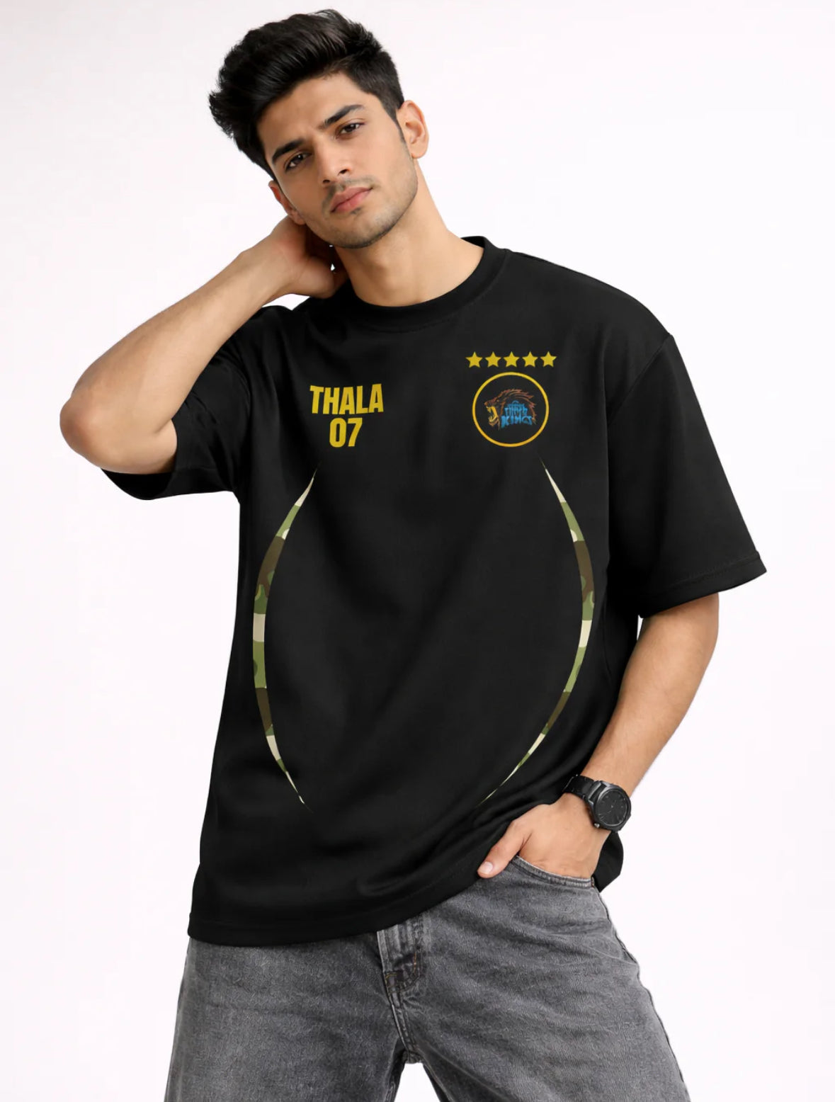 Captain 07 Oversized Tee – 240 GSM Premium Cotton (Black)