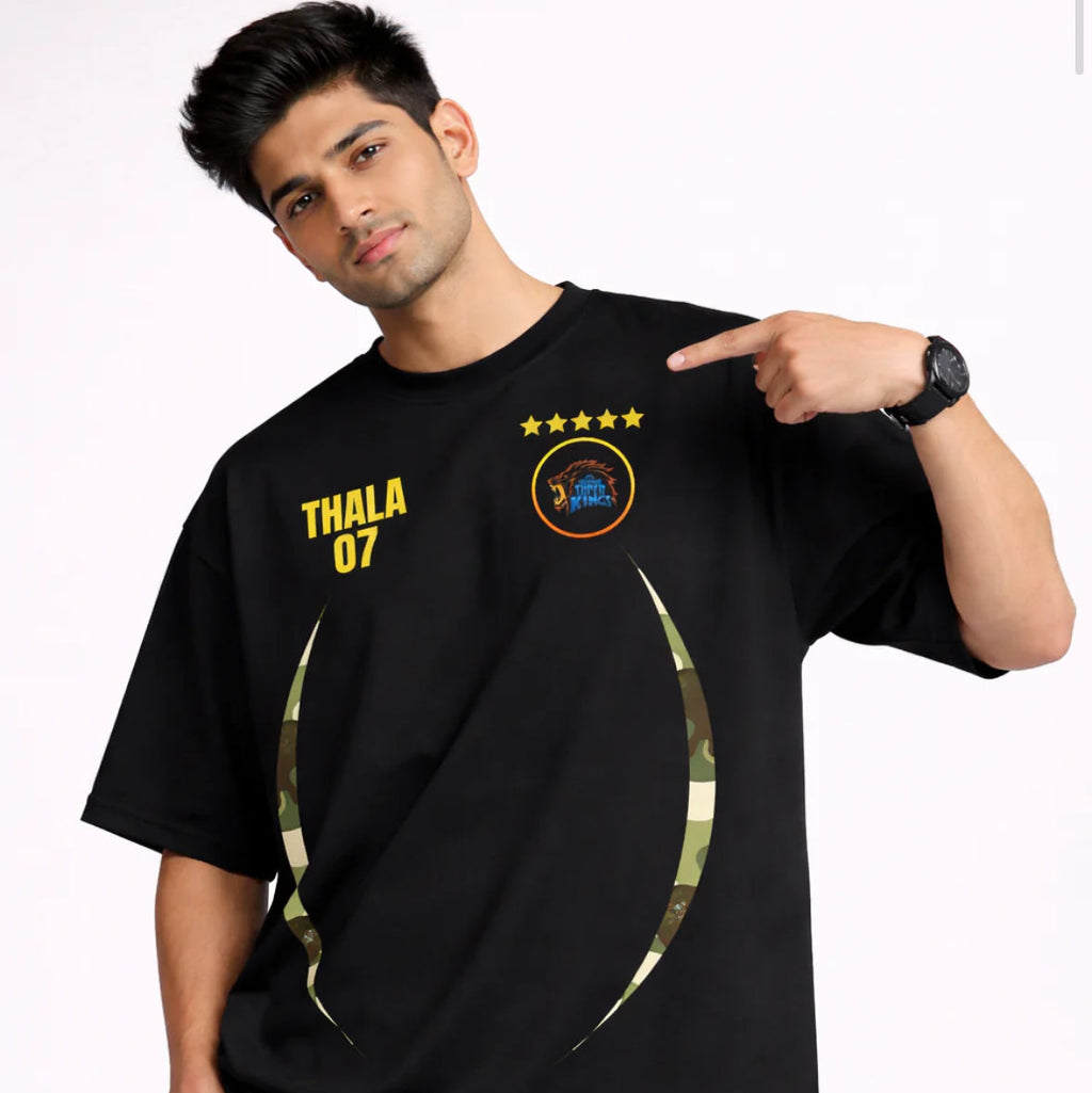 Captain 07 Oversized Tee – 240 GSM Premium Cotton (Black)