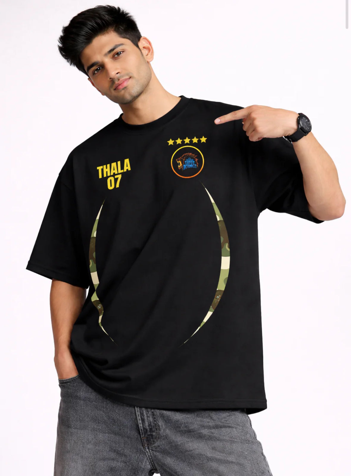 Captain 07 Oversized Tee – 240 GSM Premium Cotton (Black)